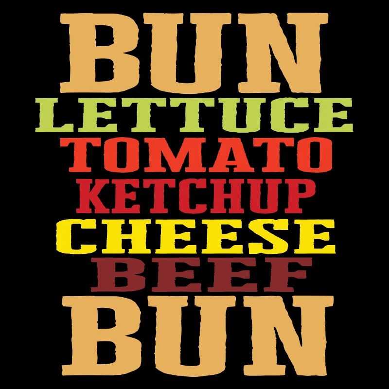 Burger Ingrédients Typographie Construction du cheeseburger