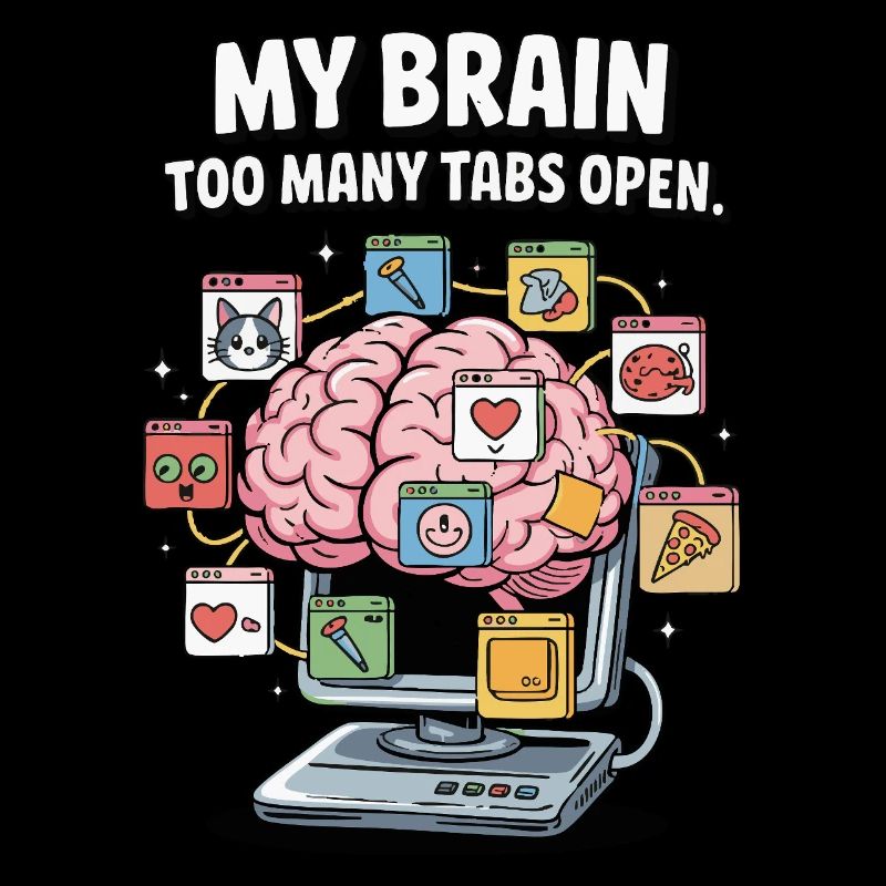 Trop d’onglets - ADD Brain Cartoon Design