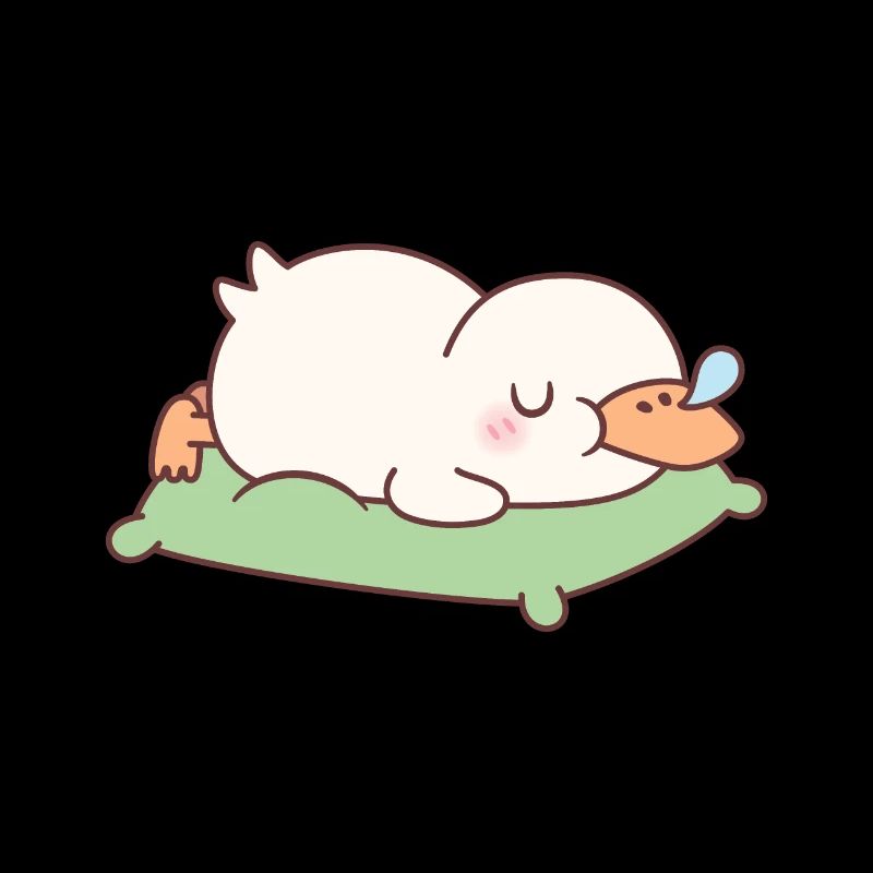 Cute Duck Sleeping On Pillow