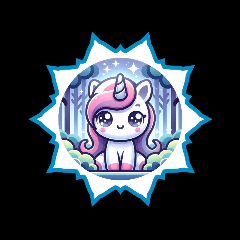 Süßes Einhorn im Wald mit Sterne