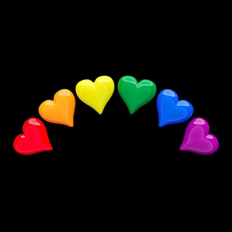 Glänzende Herzen in LGBT-Regenbogenfarben Bogen