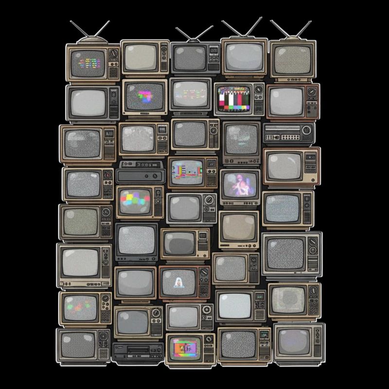 Collage de piles TV rétro