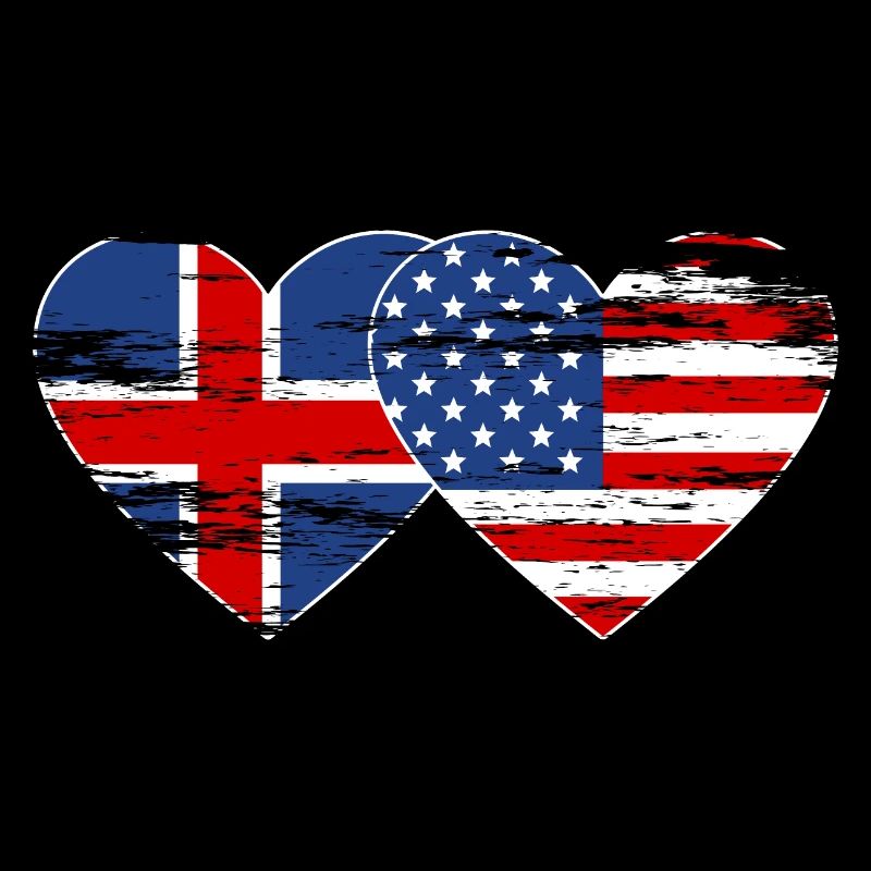 Islande Drapeau des États-Unis coeur utilisé