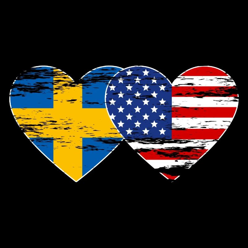 Suède USA Drapeau Coeur Utilisé