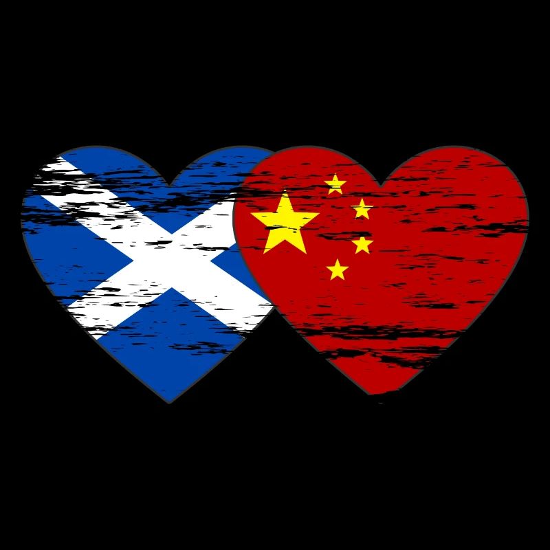 Ecosse Chine drapeau coeur utilisé