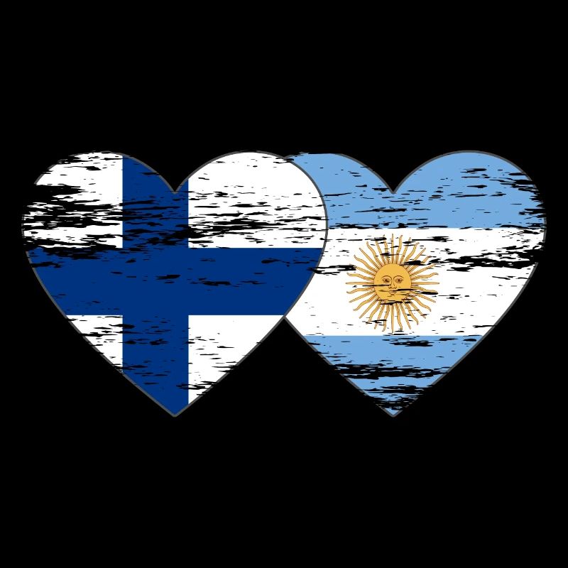 Finlande Argentine Drapeau Coeur Utilisé