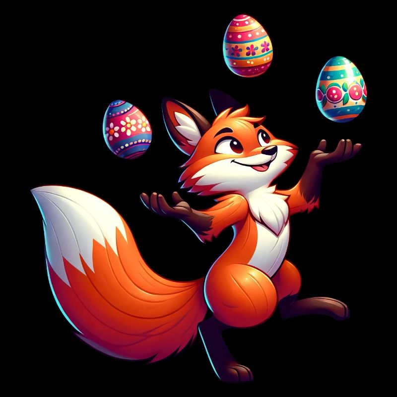 Ostern Fuchs Jongleur mit Eiern