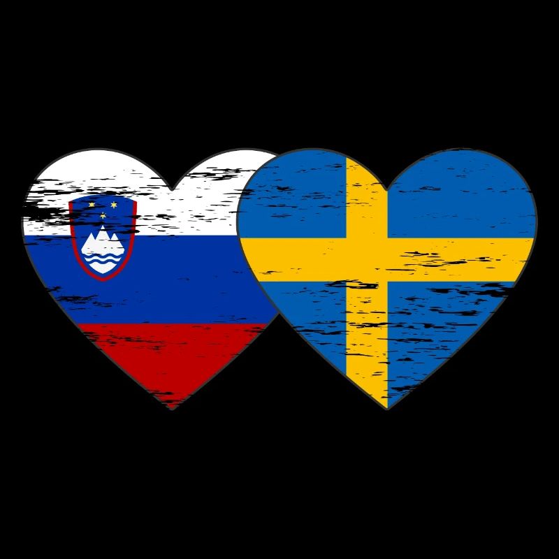 Slovénie Suède Drapeau Coeur Utilisé