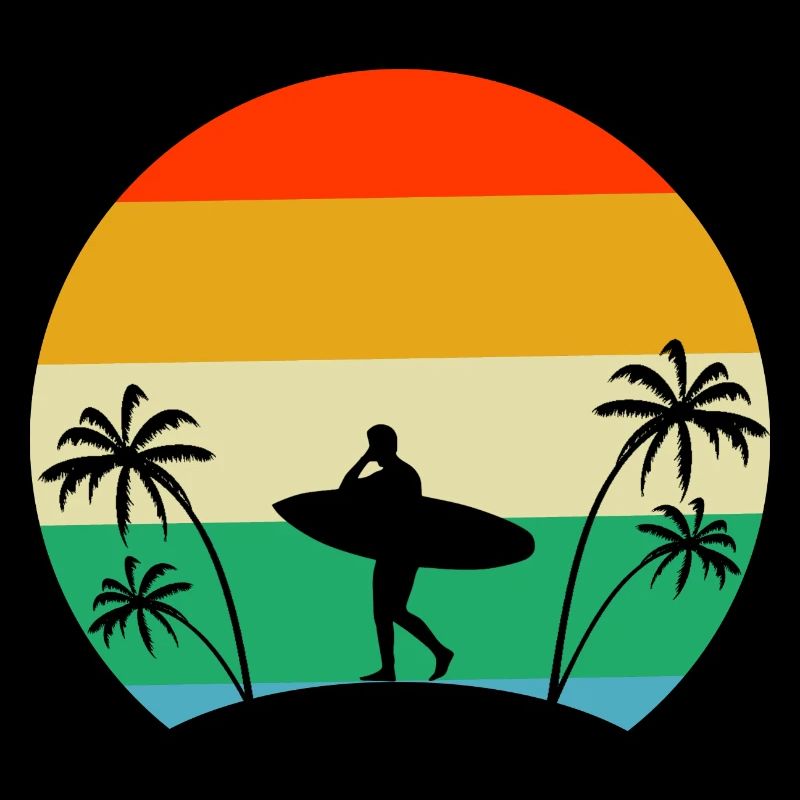 Surf Surf Surf Retro Palm Surfer