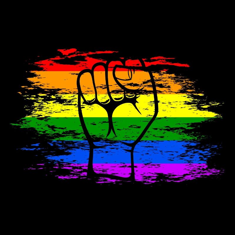 Poing de drapeau arc-en-ciel utilisé