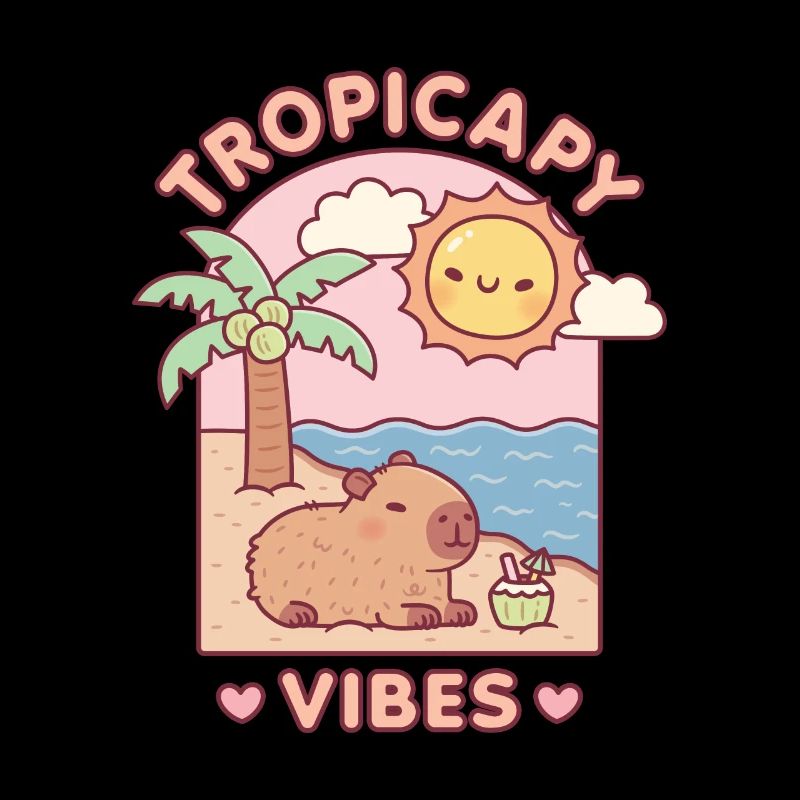Capybara mignon se relaxant sur la plage Tropicapy Vibes