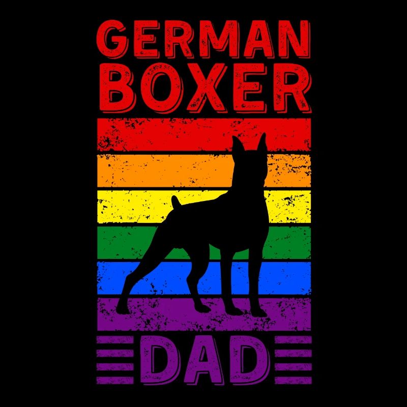 German-boxer Dad LGBTQ Rainbow Flag