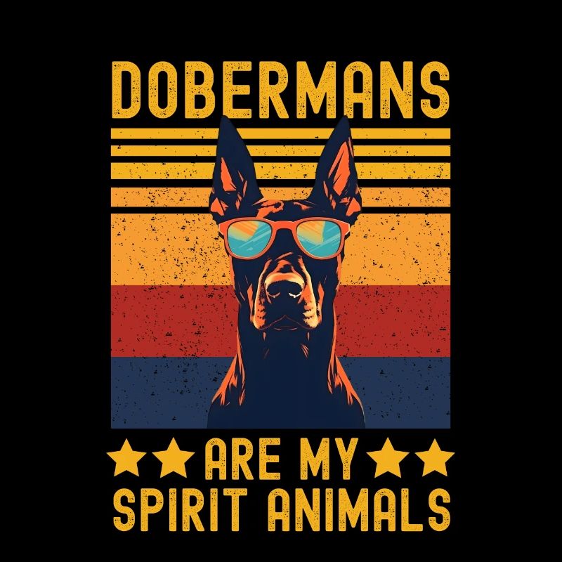 Doberman with sunglasses retro
