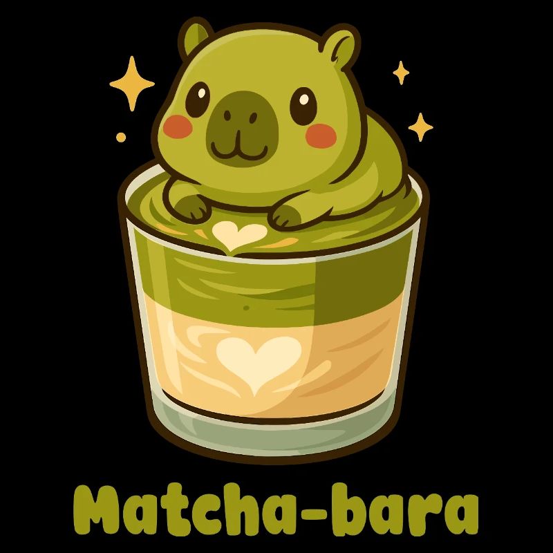 Matcha-bara Capybara Matcha Tee Kawaii Vert mignon