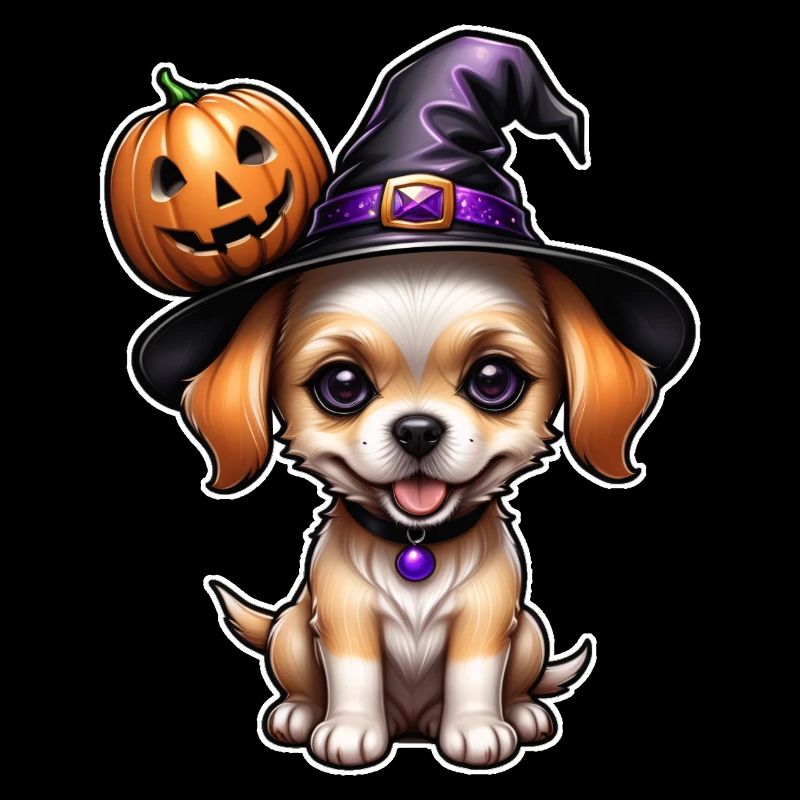 Halloween - chiot mignon avec citrouille
