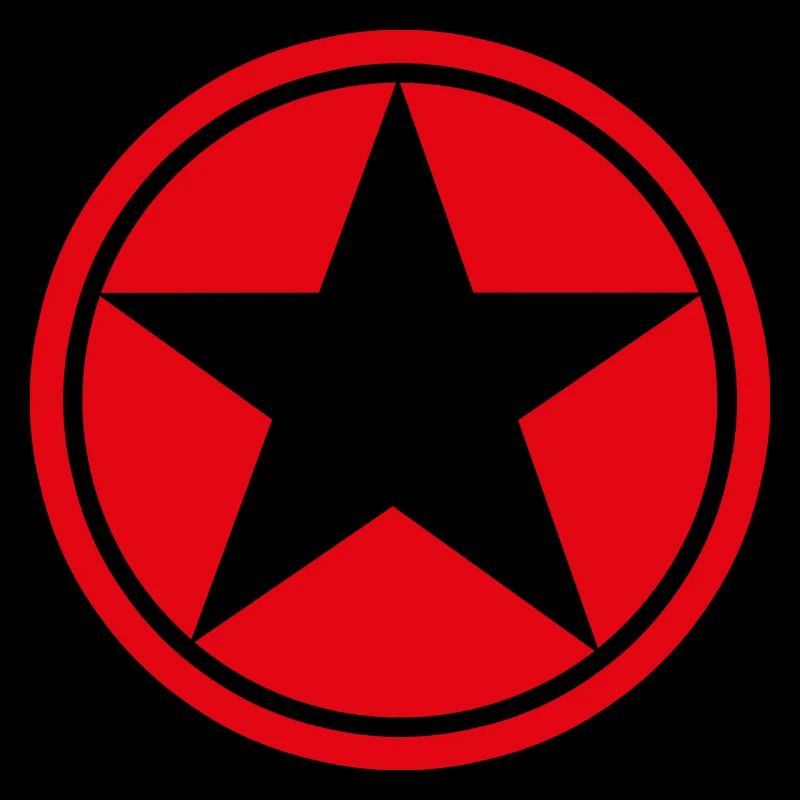 Star in Red Five-Pointed Circle Pentagram