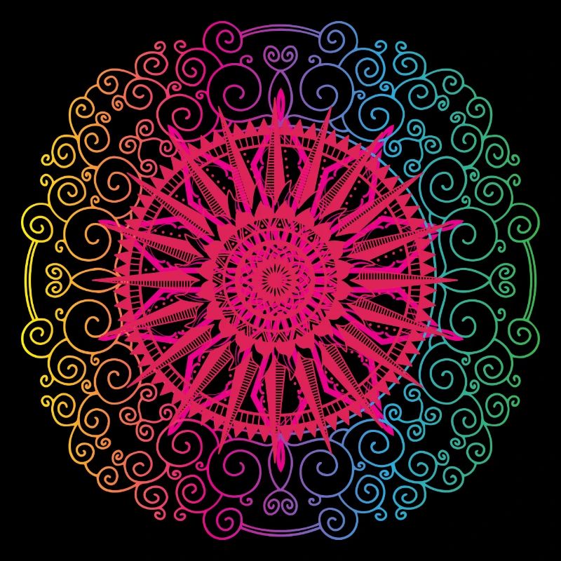 Rainbow Mandala Gradient Circle