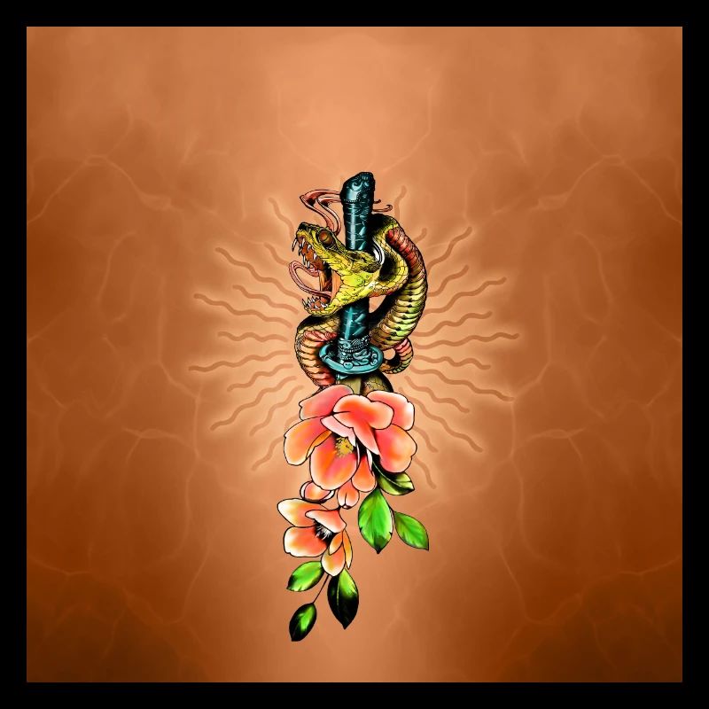 Superbe serpent avec des fleurs.