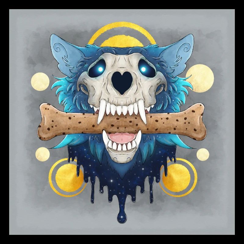 Hellhound Skull - Wolf Skull & Bone Cookie - Poster