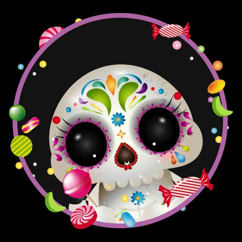Cute Sugar Skull in candy frame