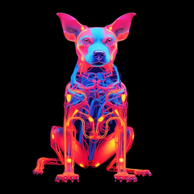 Neon dog with tech design