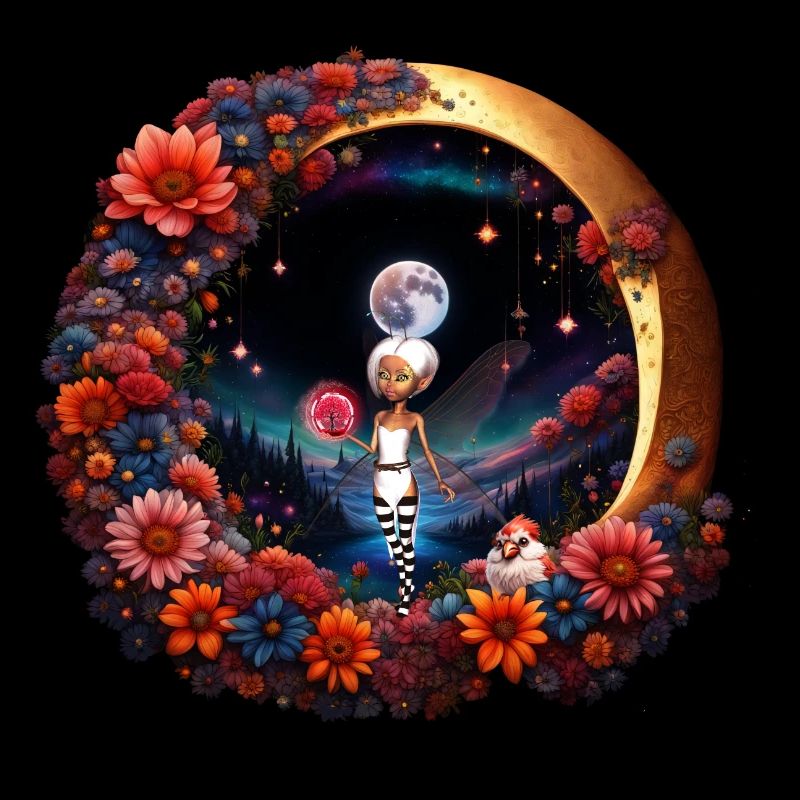 Fée mignonne au clair de lune
