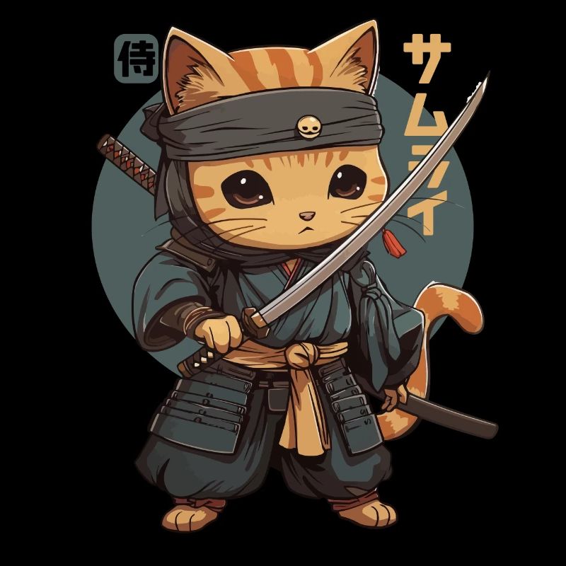 Samurai Cat Kawaii Japanese Ninja Cat