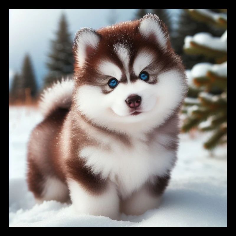 Chiot husky sibérien dans la neige