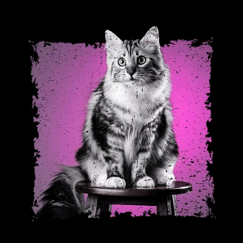 Cat Sitting on Stool | frayed edge
