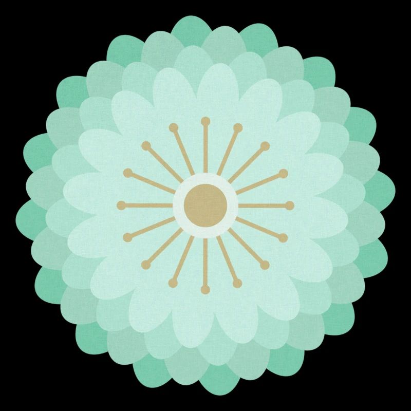 Vert menthe et fleur dorée