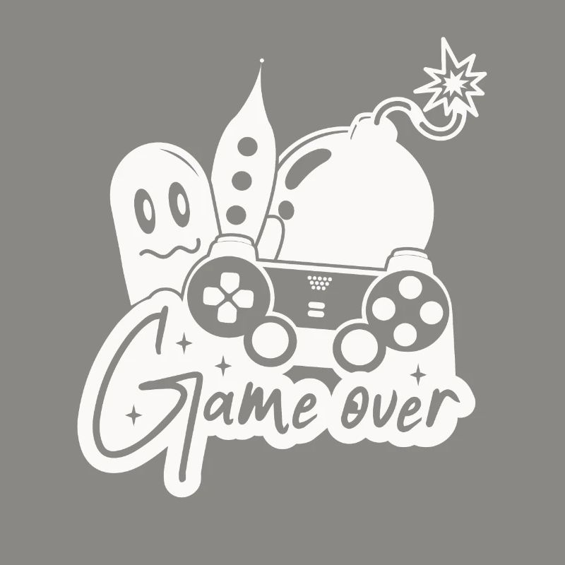 Gaming Zocker Game Over Controller Geist Bombe
