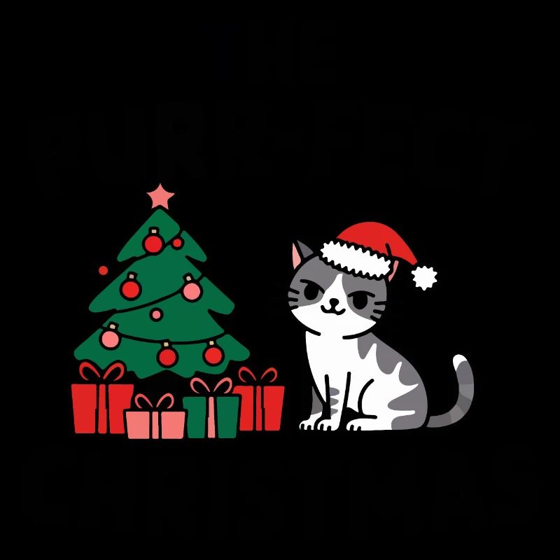 Festliche Katze mit Weihnachtsbaum