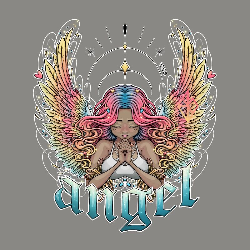 Ange céleste aux ailes multicolores