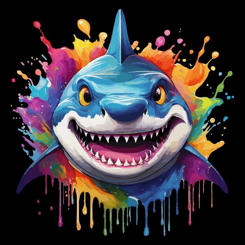 Requin coloré avec des éclaboussures de peinture