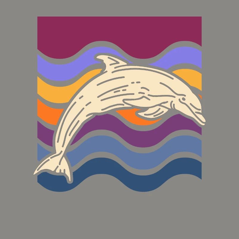 Dolphin on colored waves