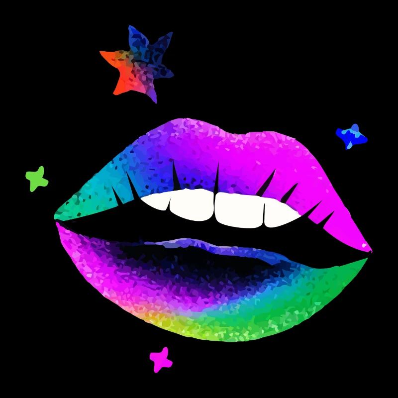 Rainbow Lips Pop Art Neon