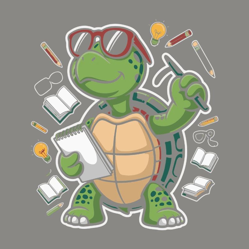 Learning turtle with glasses