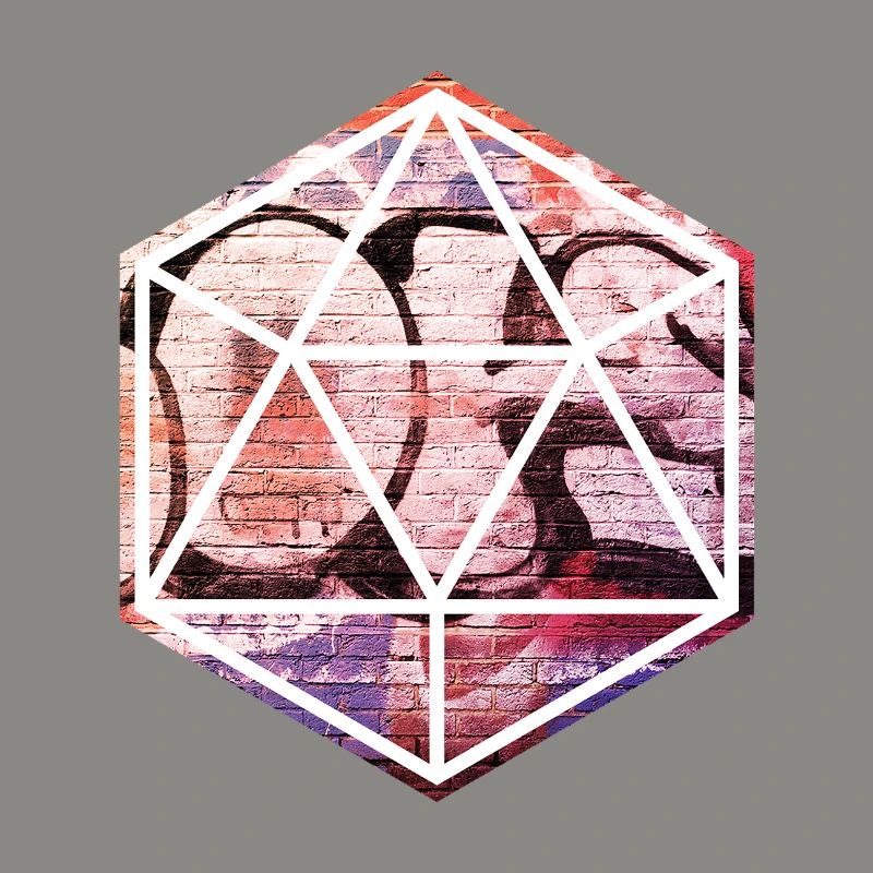 Geometric Graffiti Prism Over Brick Wall