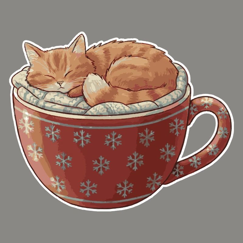 Chat endormi dans une tasse de Noël