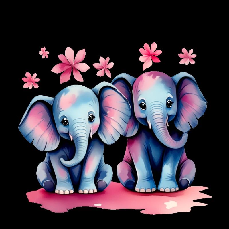Éléphants pastel avec des fleurs
