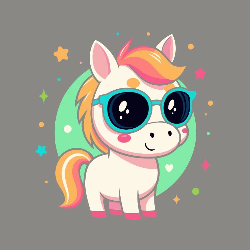 Regenbogenpony mit Brille