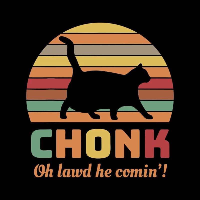 Chonk Cat Retro Sonnenuntergangs-Tee