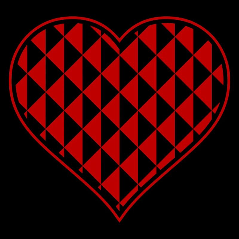 Geometric Heart Pattern Red-Black