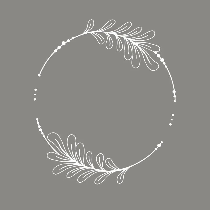 White circle frame with leaves