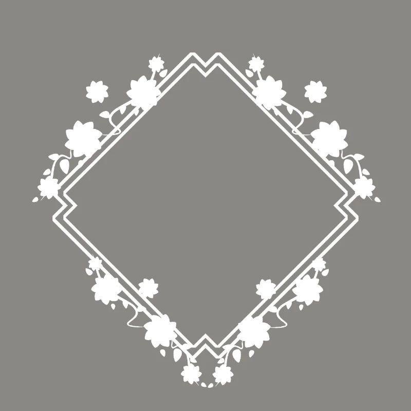White frame with floral pattern decoration