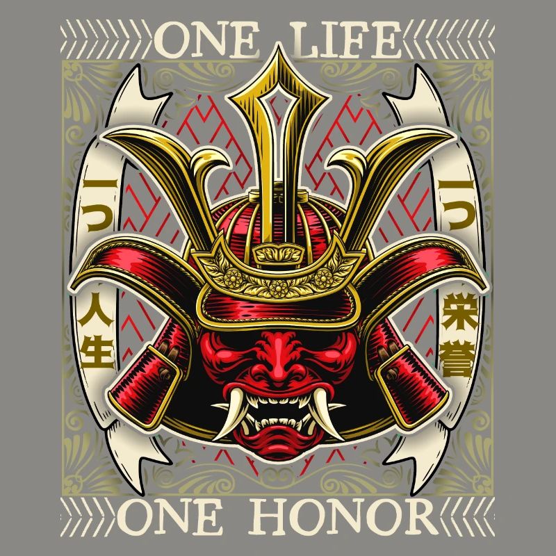 Japanischer Samurai Dämon, Samurai Krieger, Spruch