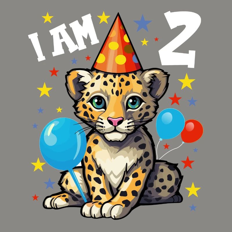 2. Geburtstag Ich bin 2 Jahre alt Leoparde Leopard