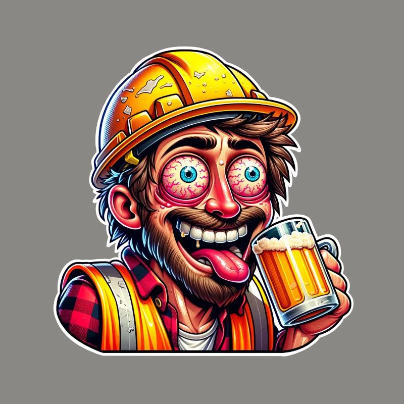 Construction Worker Beer Drunk Funny