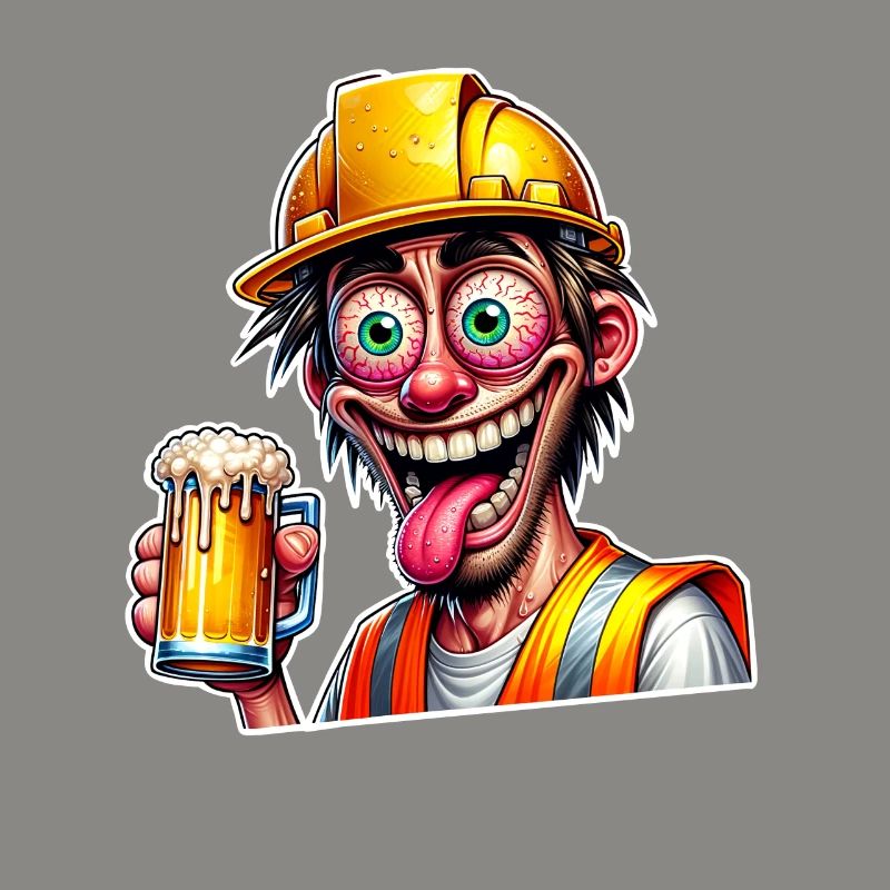 Construction Worker Beer Drunk Funny