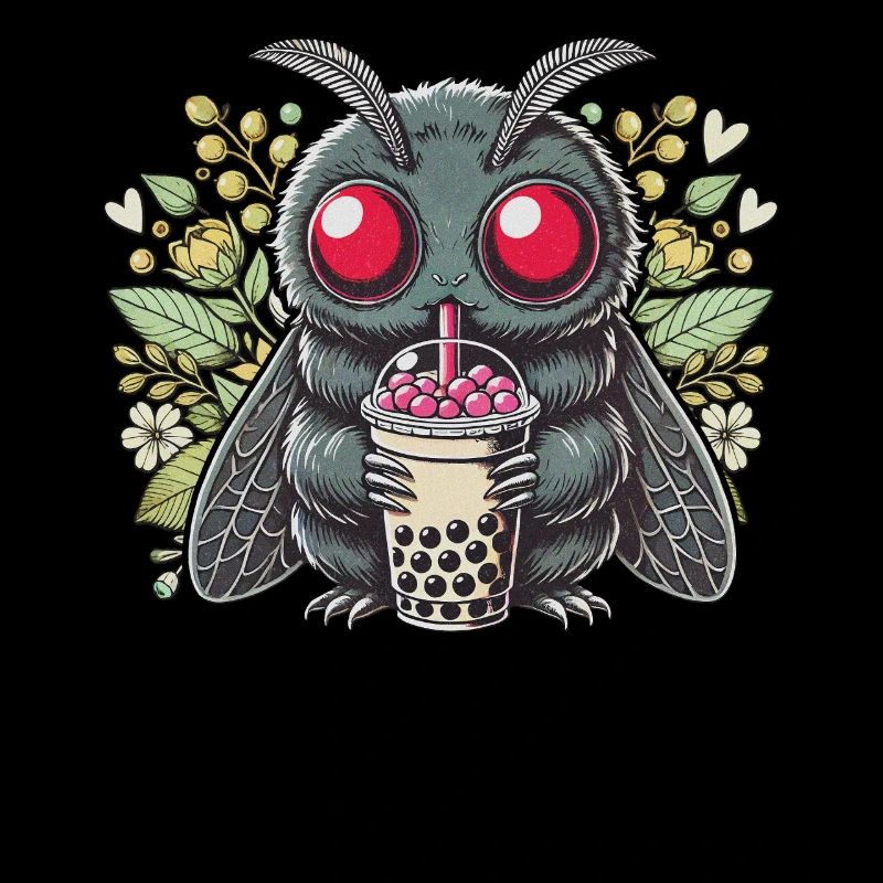 Cute Moth Drinks Bubble Tea